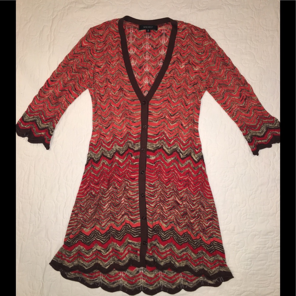 Nine West long sweater w/ 3/4 sleeves. Size M